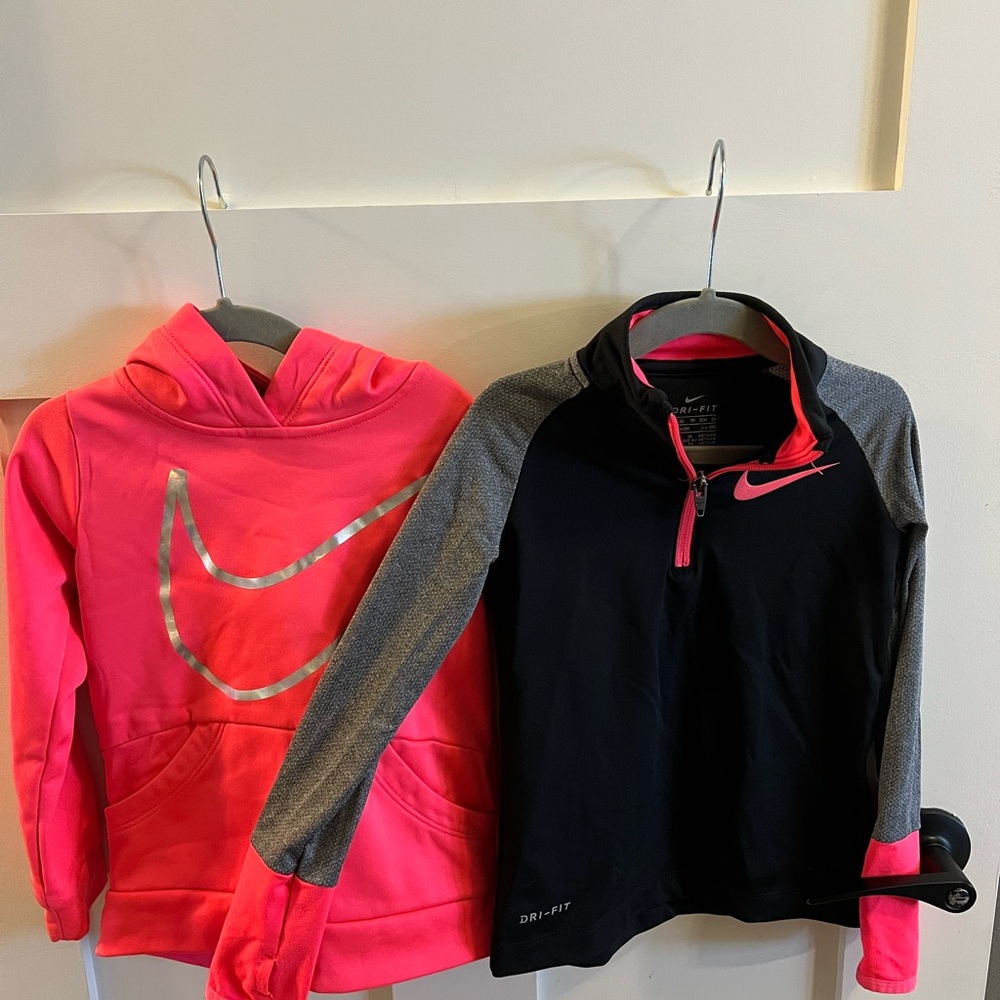 Bundle: Nike Toddler Girls’ Sweatshirt & Quarter-Zip Top - Pink & Black, Size 4T